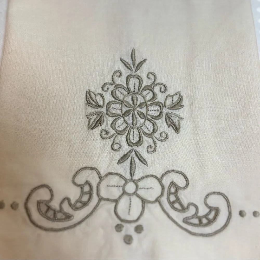 Vintage Embroidered Cream Napkins Set of 2